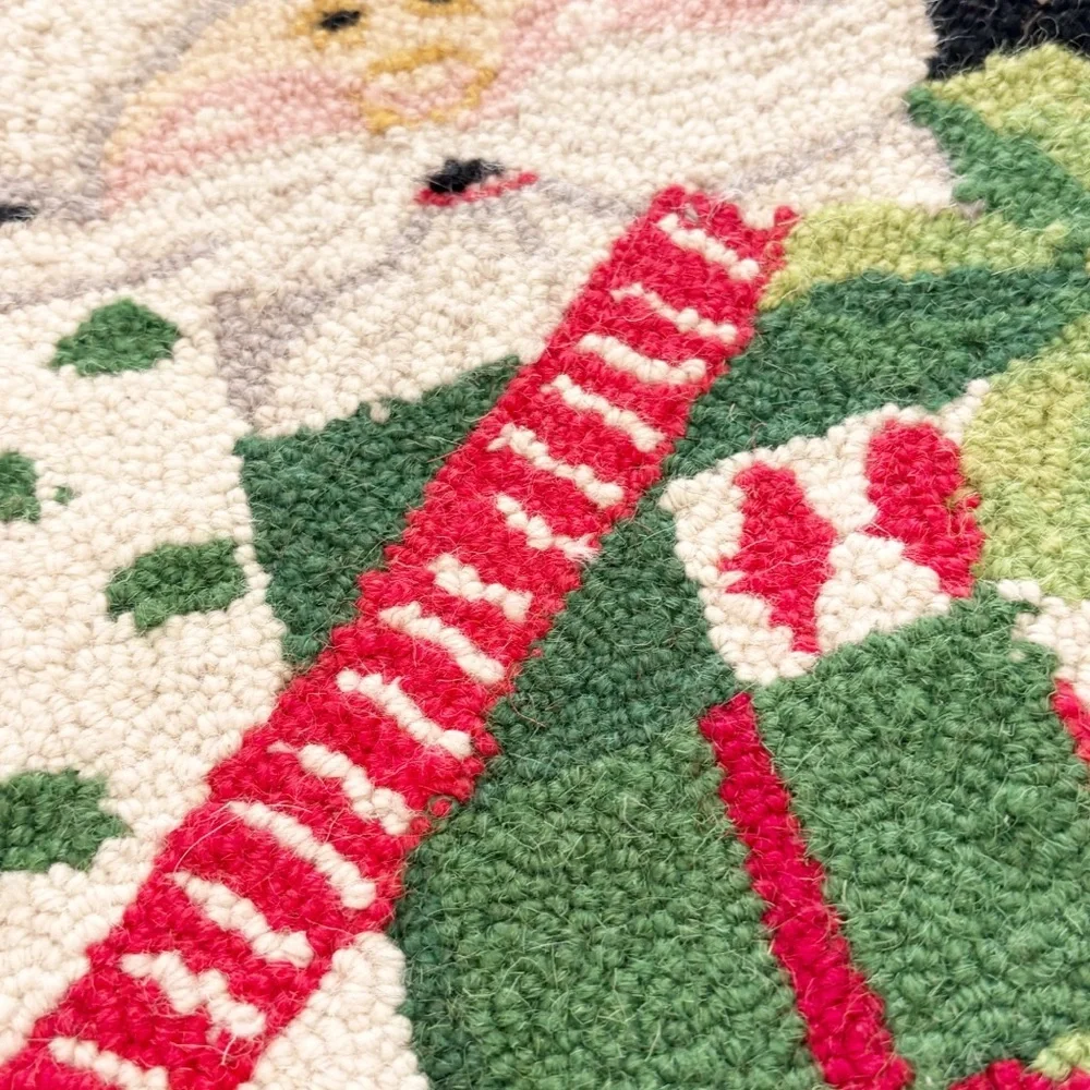 PEKING HANDICRAFT SANTA CLAUS Design CREWEL Wool Pillow Sham Cover 16” X 16”